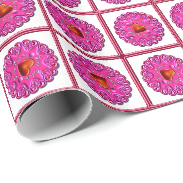 Fourway Valentines Gift Wrap Paper Geschenkpapier (Rolleneckpunkt)