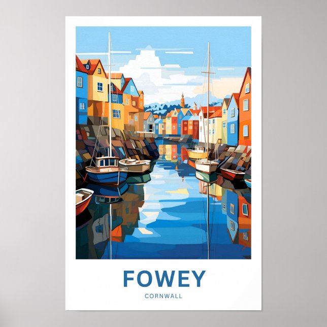 Fowey Cornwall Travel Print Poster (Vorne)