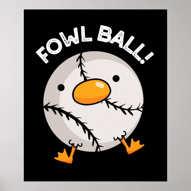 Fowl Ball Funny Sports Puck Dark BG Poster (Vorne)