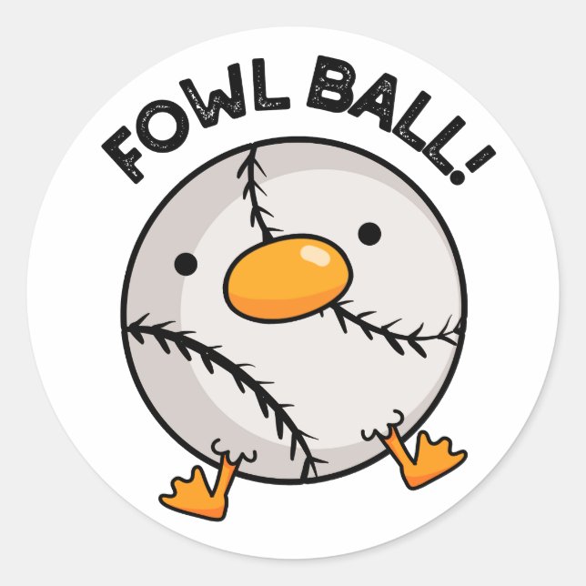 Fowl Ball Funny Sports Puff Runder Aufkleber (Vorderseite)
