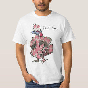 Fowl Play Cartoon Pink Türkei T Shirt