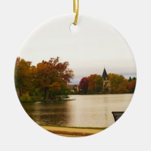 Fowler Lake im Herbst, WI Keramik Ornament
