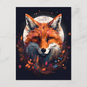 Fox Abstrakt Surreal Moderne Boho Fantasy Art Postkarte