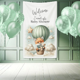 Fox Adventure Balloon Baby Shower Vertical Welcome Banner