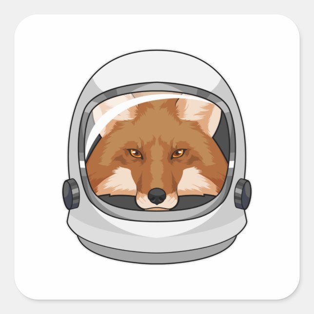 Fox als Astronaut mit Helm Quadratischer Aufkleber (Vorderseite)