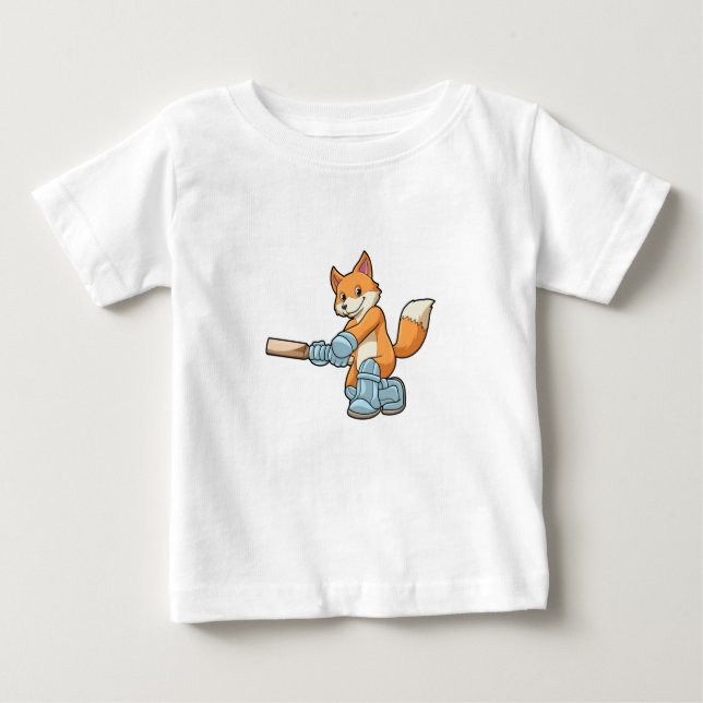 Fox als Batsman mit Cricket Flex Baby T-shirt (Vorderseite)