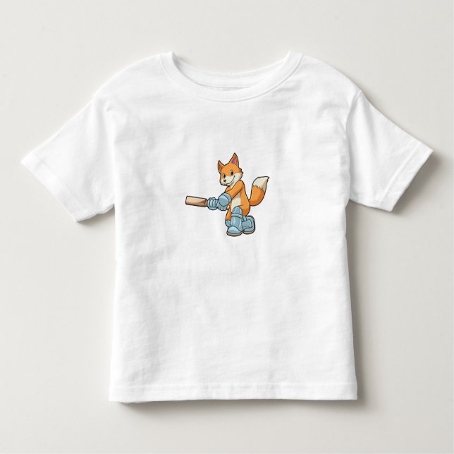 Fox als Batsman mit Cricket Flex Kleinkind T-shirt (Vorderseite)