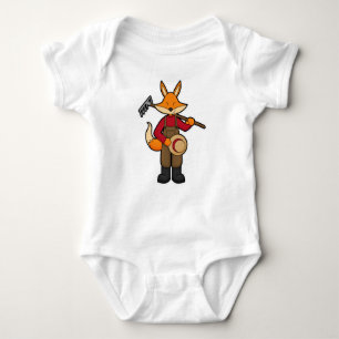 Fox als Bauer mit Rake & Hat Baby Strampler