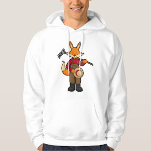 Fox als Bauer mit Rake & Hat Hoodie