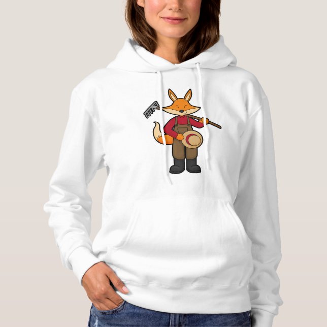 Fox als Bauer mit Rake & Hat Hoodie (Vorderseite)