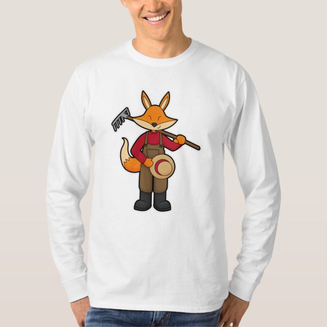 Fox als Bauer mit Rake & Hat T-Shirt (Vorderseite)