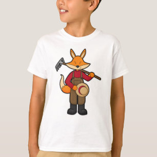 Fox als Bauer mit Rake & Hat T-Shirt