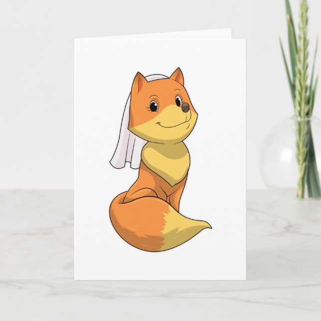 Fox als Bride mit Veil Karte (Vorderseite)