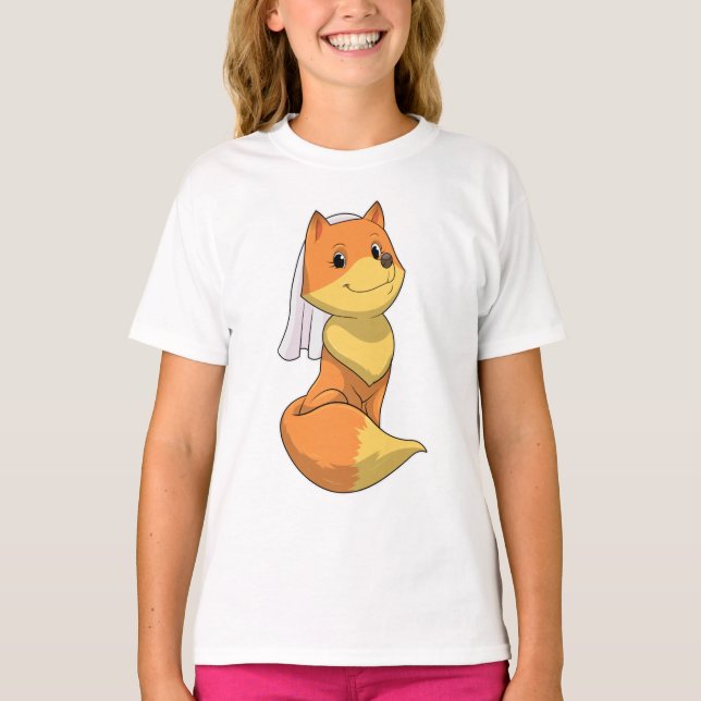 Fox als Bride mit Veil T-Shirt (Vorderseite)