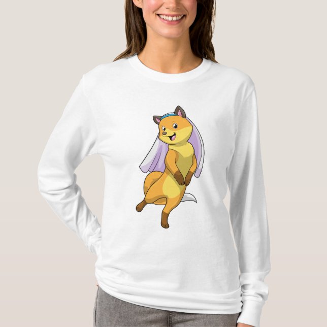 Fox als Bride mit Veil T-Shirt (Vorderseite)