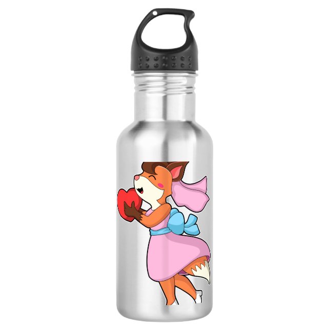 Fox als Brille mit Dress & Herz Edelstahlflasche (Vorderseite)