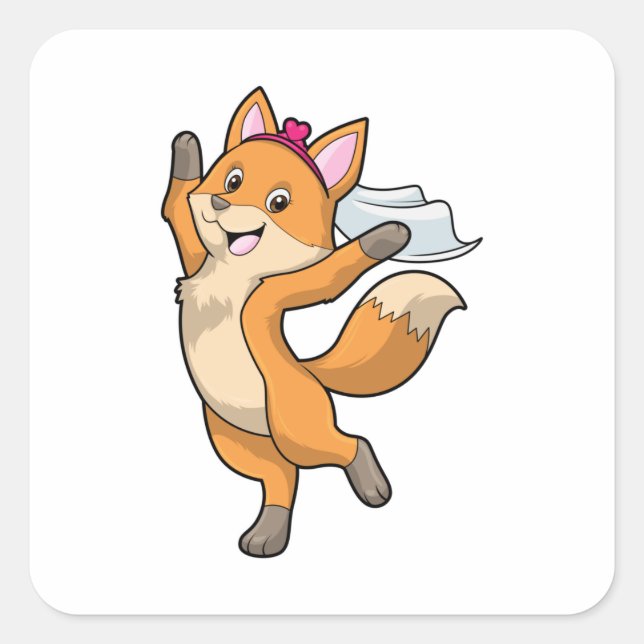 Fox als Brille mit Schleier & Herz Quadratischer Aufkleber (Vorderseite)