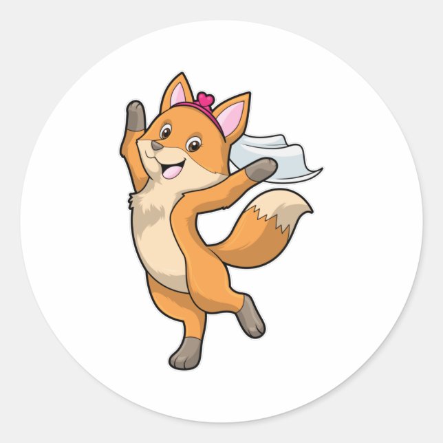 Fox als Brille mit Schleier & Herz Runder Aufkleber (Vorderseite)