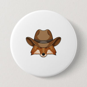 Fox als Cowboy mit Hut Button