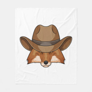 Fox als Cowboy mit Hut Fleecedecke