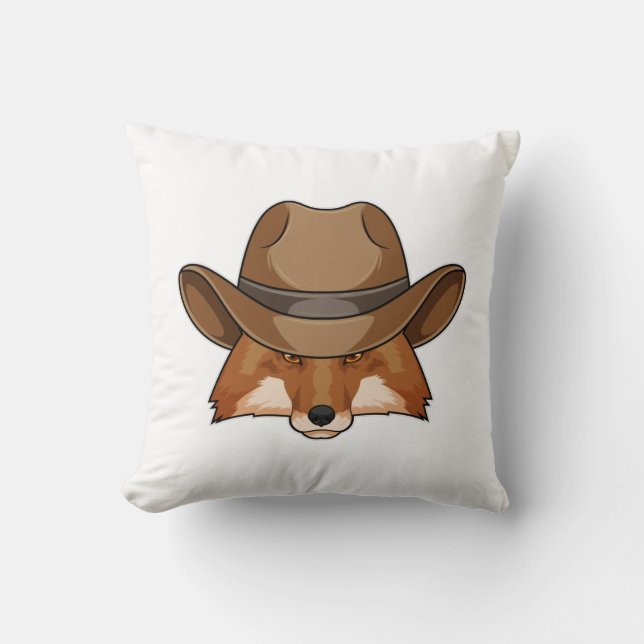 Fox als Cowboy mit Hut Kissen (Vorderseite)