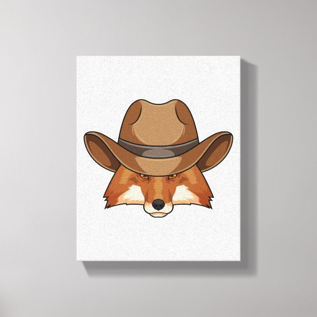 Fox als Cowboy mit Hut Leinwanddruck (Vorderseite)