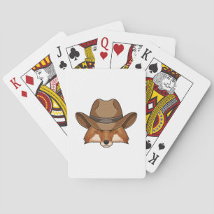 Fox als Cowboy mit Hut Spielkarten