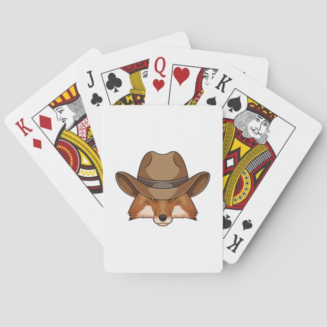 Fox als Cowboy mit Hut Spielkarten (Rückseite)