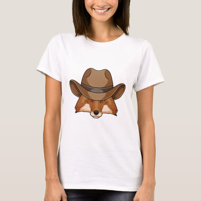 Fox als Cowboy mit Hut T-Shirt (Vorderseite)