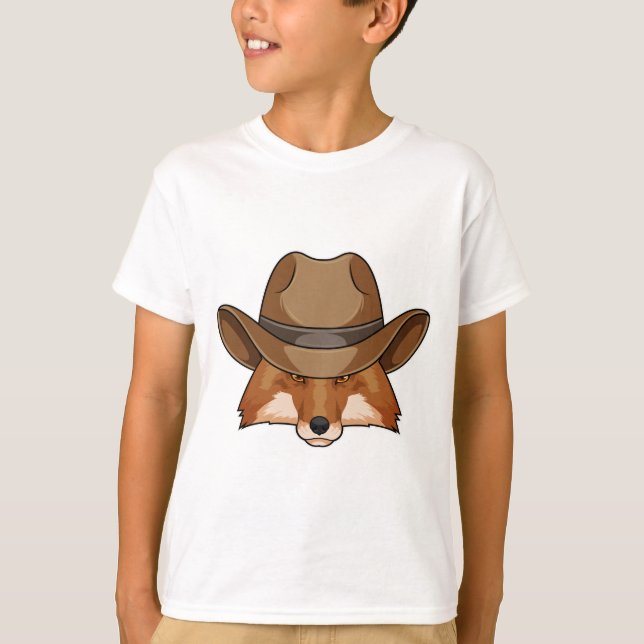 Fox als Cowboy mit Hut T-Shirt (Vorderseite)