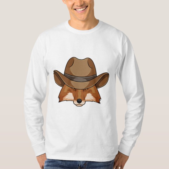 Fox als Cowboy mit Hut T-Shirt (Vorderseite)