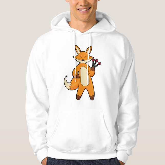 Fox als Dart-Player mit Darts Hoodie (Vorderseite)