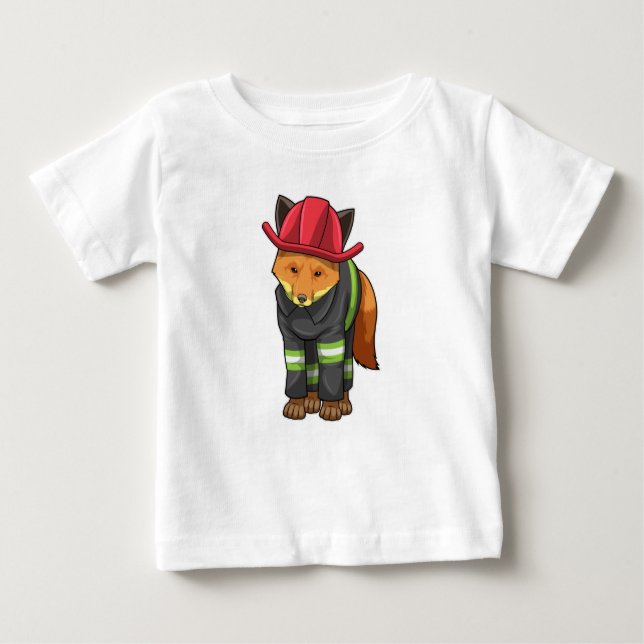 Fox als Feuerwehrmann mit Helm Baby T-shirt (Vorderseite)