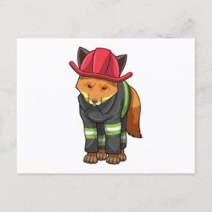 Fox als Feuerwehrmann mit Helm Postkarte