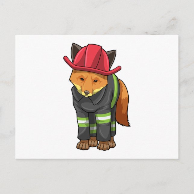 Fox als Feuerwehrmann mit Helm Postkarte (Vorderseite)