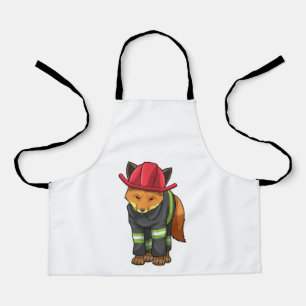 Fox als Feuerwehrmann mit Helm Schürze