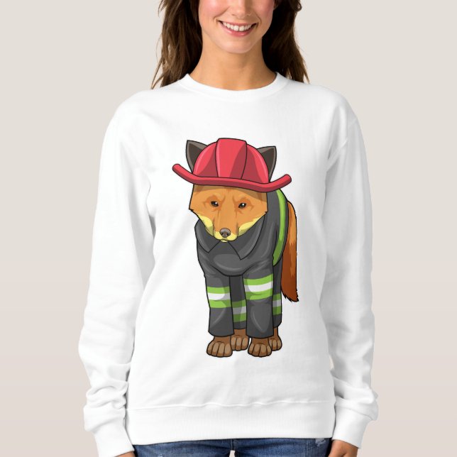 Fox als Feuerwehrmann mit Helm Sweatshirt (Vorderseite)