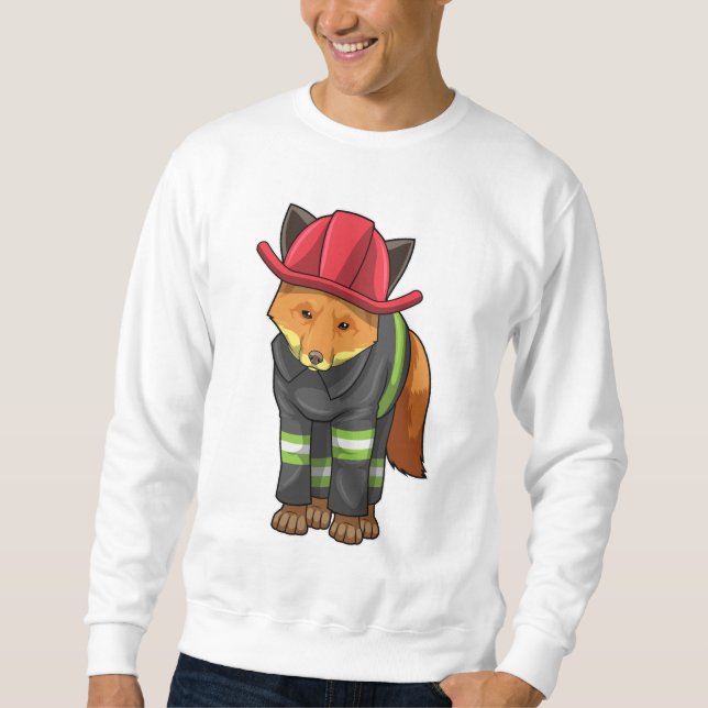 Fox als Feuerwehrmann mit Helm Sweatshirt (Vorderseite)