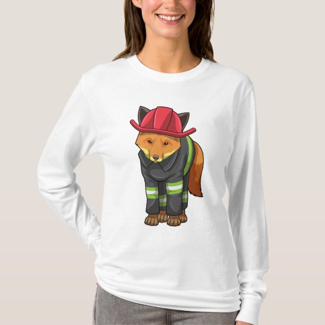 Fox als Feuerwehrmann mit Helm T-Shirt (Vorderseite)