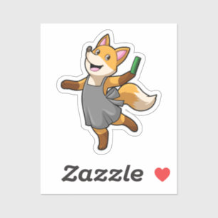 Fox als Friseur mit Schere Aufkleber