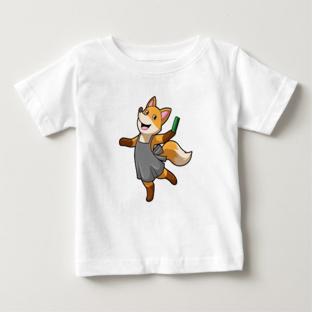 Fox als Friseur mit Schere Baby T-shirt (Vorderseite)