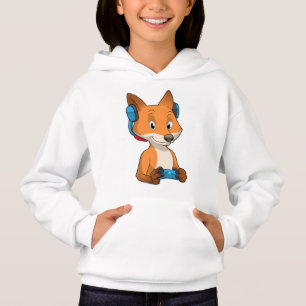 Fox als Gamer mit Joystick Hoodie