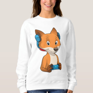 Fox als Gamer mit Joystick Sweatshirt