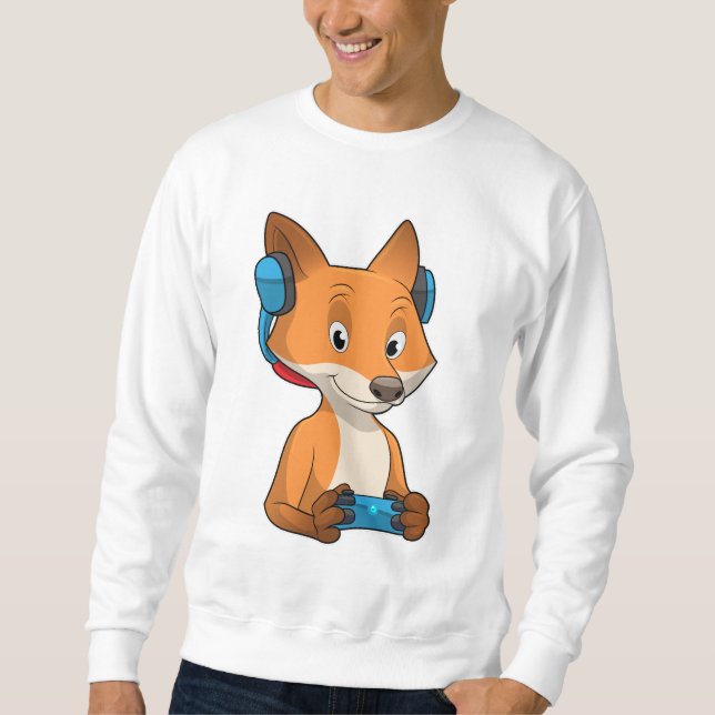 Fox als Gamer mit Joystick Sweatshirt (Vorderseite)