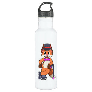 Fox als Gentleman mit Hut & Stick Edelstahlflasche