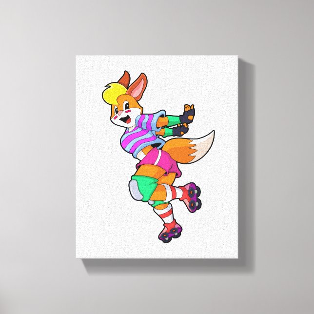 Fox als Inline-Skater mit Inline-Skaten Leinwanddruck (Vorderseite)