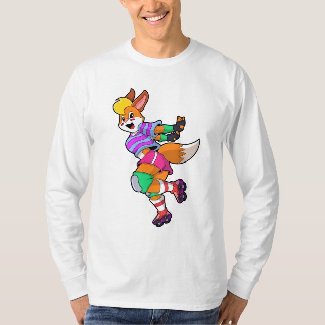 Fox als Inline-Skater mit Inline-Skaten T-Shirt (Vorderseite)