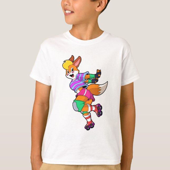Fox als Inline-Skater mit Inline-Skaten T-Shirt (Vorderseite)