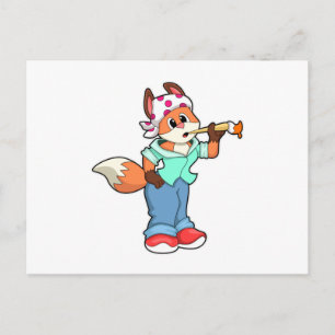 Fox als Maler mit Pinsel und Farbe Postkarte