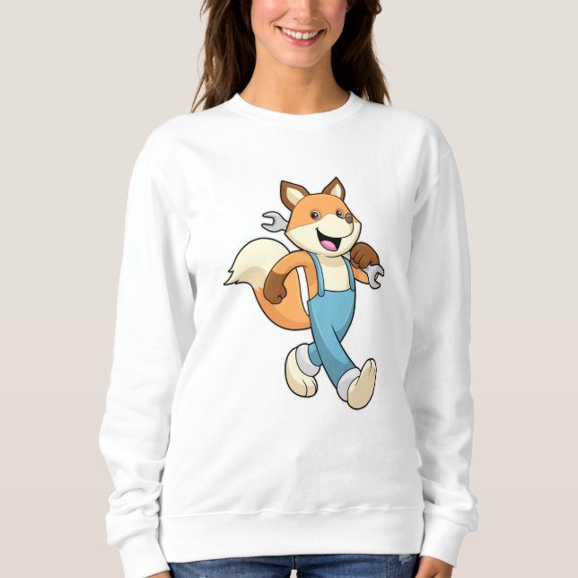 Fox als Mechanik mit Schraubenschlüssel Sweatshirt (Vorderseite)